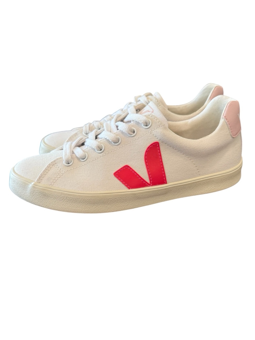 Veja Womens Esplar White Pink Fashion Sneaker Size 38 Eur 7 US